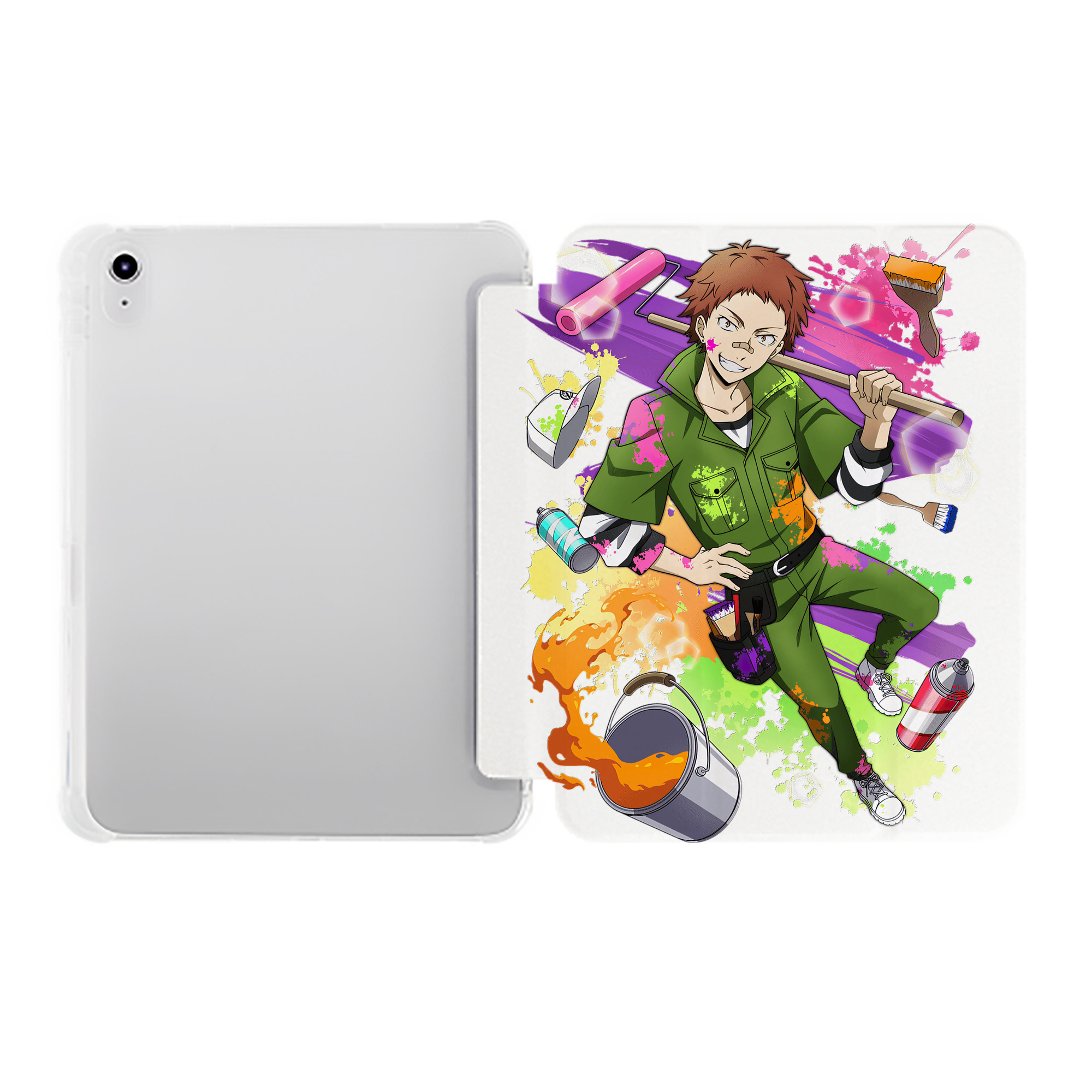 （画像用） 文豪ストレイドッグス Bungo Stray Dogs IPad ケース ペン収納付き 三つ折りスタンド PUレザー×シリコン 対応機種9.5/10.5/10.9インチ